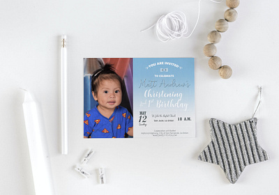 Christening & 1st Birthday Invitation