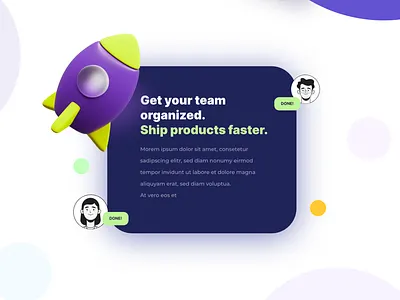 Ship products faster. 3d cloud hosting internet landing landing page product rocket team ui uiux