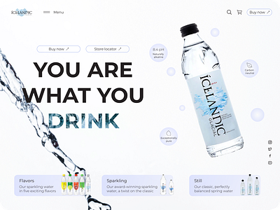 Page for the sale of purified water ICELUNDIC branding design graphic design illustration logo ui ux vector web web design
