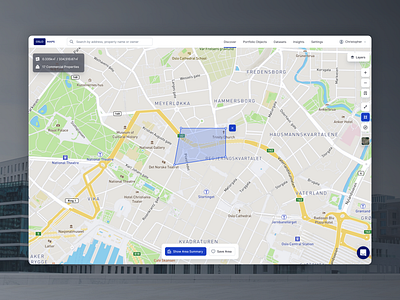 Area measuring tool for the property data analytics platform map property property tech ui ux