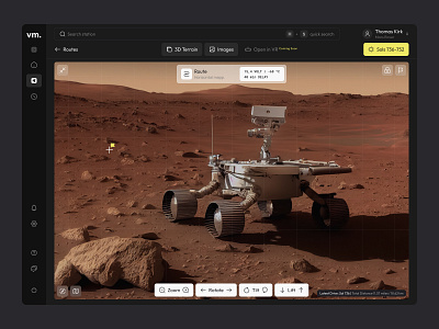 Mars Rover | VRmars | Mapping Software control system dark dashboard design product discovery display map mars mars rover planet product research route saas space system ui ux ux design ux research