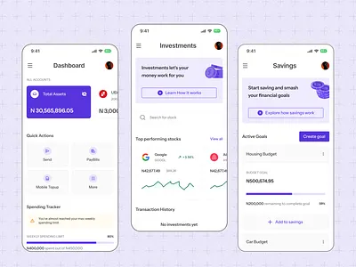 Financial Management App dashboard design finance financial app fintech investment mobile mobile app savings ui ui design ux ux design