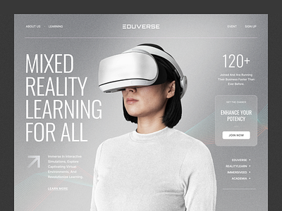 Eduverse - Mixed Reality Learning Website augmented reality course graphic design landing page learning portal mixed reality ui web design website design