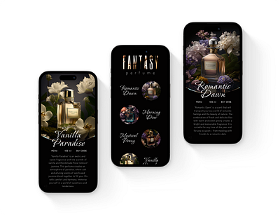 Fantasy perfume catalog App app design ui