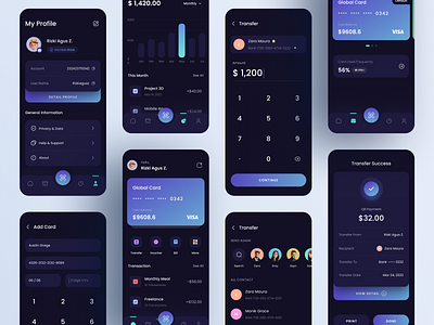 Wallet - Mobile App dark mode design product design ui ui design ux design