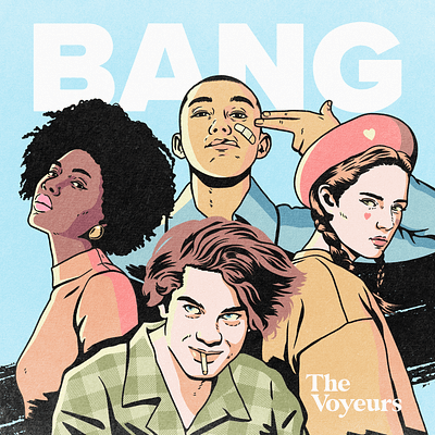 Single Cover | Bang - The Voyeurs band cover digital painting illustration indie indie music music rock single vector vintage