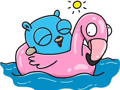 Summer Gopher cartoon color go lang golang golang gopher illustration vector