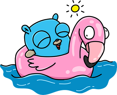 Summer Gopher cartoon color go lang golang golang gopher illustration vector