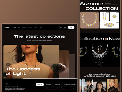 Jewelry landing page - single pages about us page cart category collection dimond ecommerce home page jewelry jewllery landing page luxary minimal design modern our story ring single page slider store ui web design