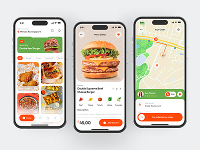 Sizzle - Food Delivery App app courier delivery app delivery food delivery service details food food delivery kitchen map mobile app mobile app design mobile delivery app order food restaurant restaurant menu shipping shop ui uiux ux