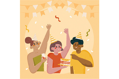 Young People Party Illustration birthday celebration dance disco food fun house illustration night party people vector