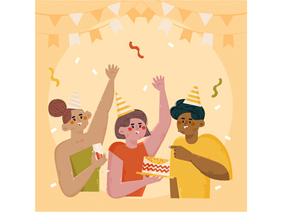 Young People Party Illustration birthday celebration dance disco food fun house illustration night party people vector