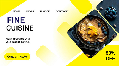 Restaurant Landing Page blue yellow branding design landing page
