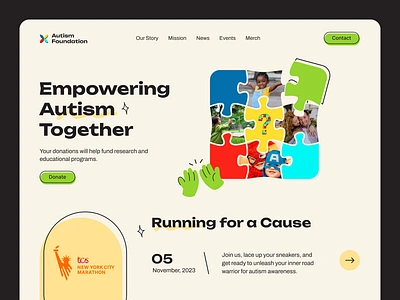 Autism Foundation Home Page autism charity colorful daily ui designer hero header home home page homepage inspiration playful portfolio ui ui design ui ux ux uxui web design webdesign website