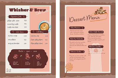 Menu Design: Whisker & Brew ad campaign branding concept art design editorial design graphic design illustration logo menu design ui vector