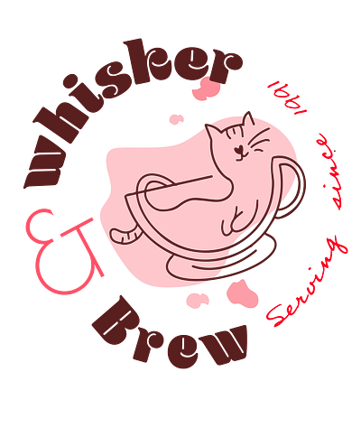 Logo Design: Whisker and Brew Cat Cafe. branding design graphic design illustration logo vector
