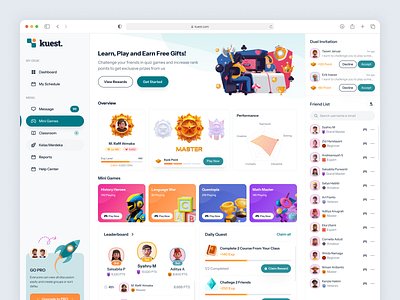 Kuest - SaaS Learning Management System & Gamification cleandesign dashboard e learning e learning education education dashboard games gamification landingpage learning management system lms online course online learning saas saas landing page saas landingpage student ui web design website design