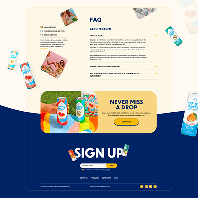 FAQ & Contact Footer KILLA Project branding clean design colorful drink ui energy drink faq faqs fb food ui footer fun vibes heydesign page layout product ui ui design ux uxui website design