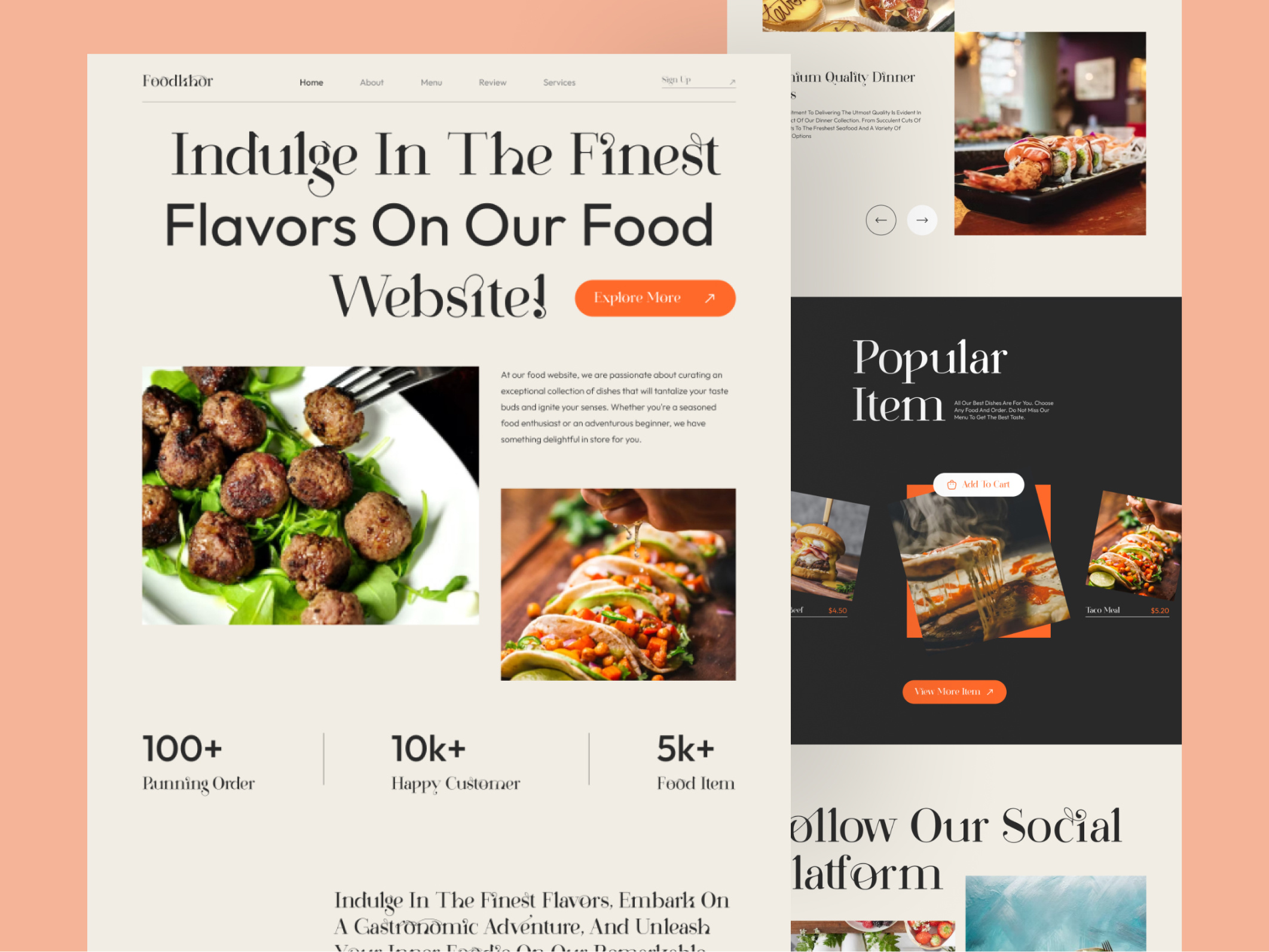 Foodkhor - Food Website Design food food branding food delivery food landing page food ui food web design food webiste landing page design ui web design
