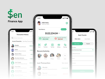 Sen - Finance App app branding finance mobile sen transfer ui uiux