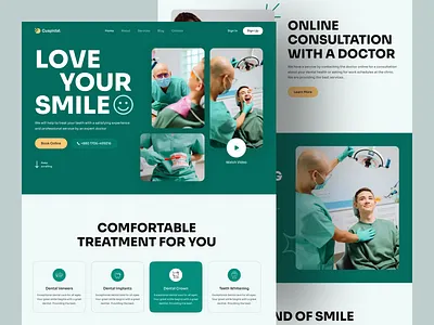 Dental Care Landing Page - Cuspidal dental dental care dentist doctor healthcare landing page medical landing page medical website moskur ui design web design