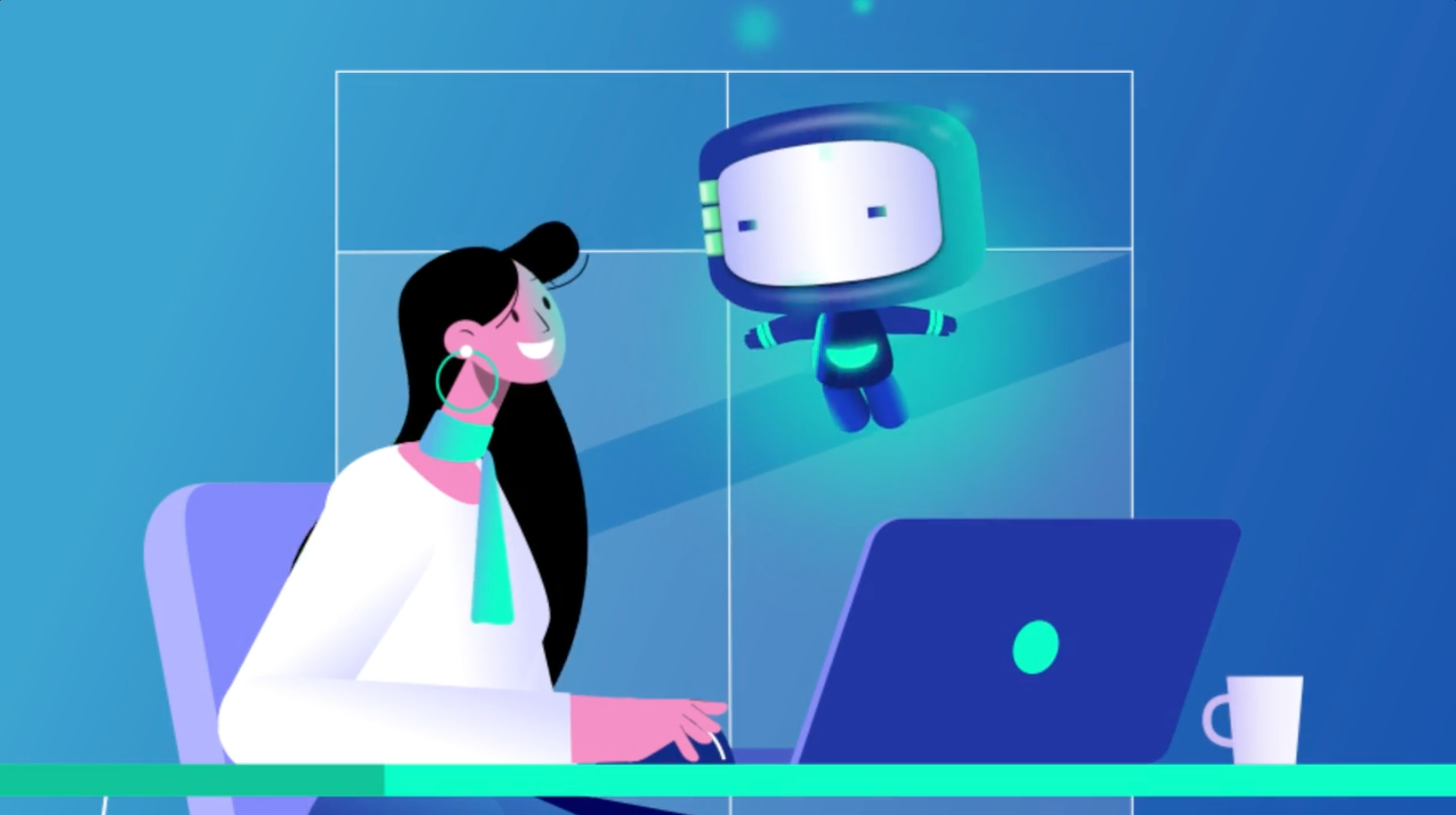 2D Explainer Video for Boring Task AI 2d explainer video 2dcharacter ai animation branding digital drawing illustration motion graphics procreate robo robot technology ui ux vector