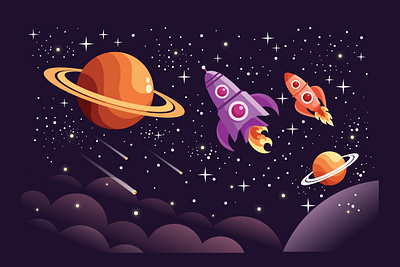 Space Objects Illustration Set planet