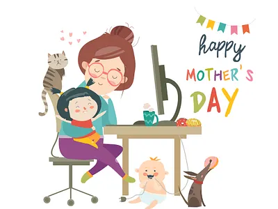 Working-at-home graphic design illustration vector