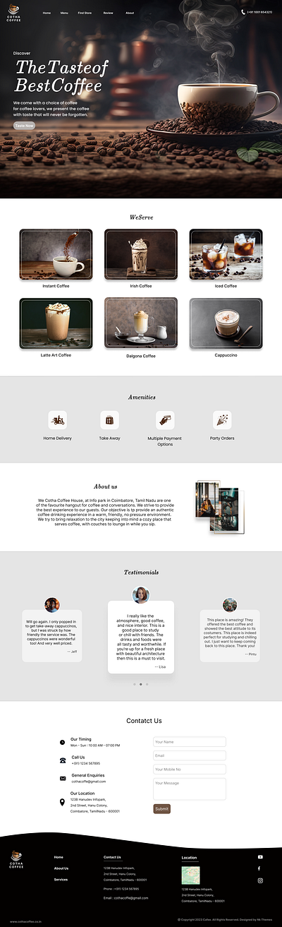 Coffee Shop Landing Page & Daily UI003 adobexd branding dailyui figma graphic design logo ui