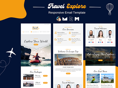 Travel Explore – Responsive Email Template email email template newsletter travel template