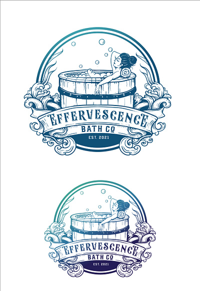 Effervescence Bath Co. bath beach cosmetic hand drawing handdrawing illustration label logo marine retro sea vintage