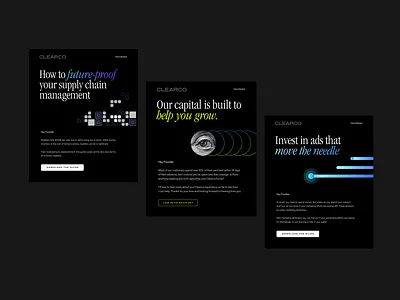 CCO Emails bold dark dark ui email flat gradient illustration inventory money vector