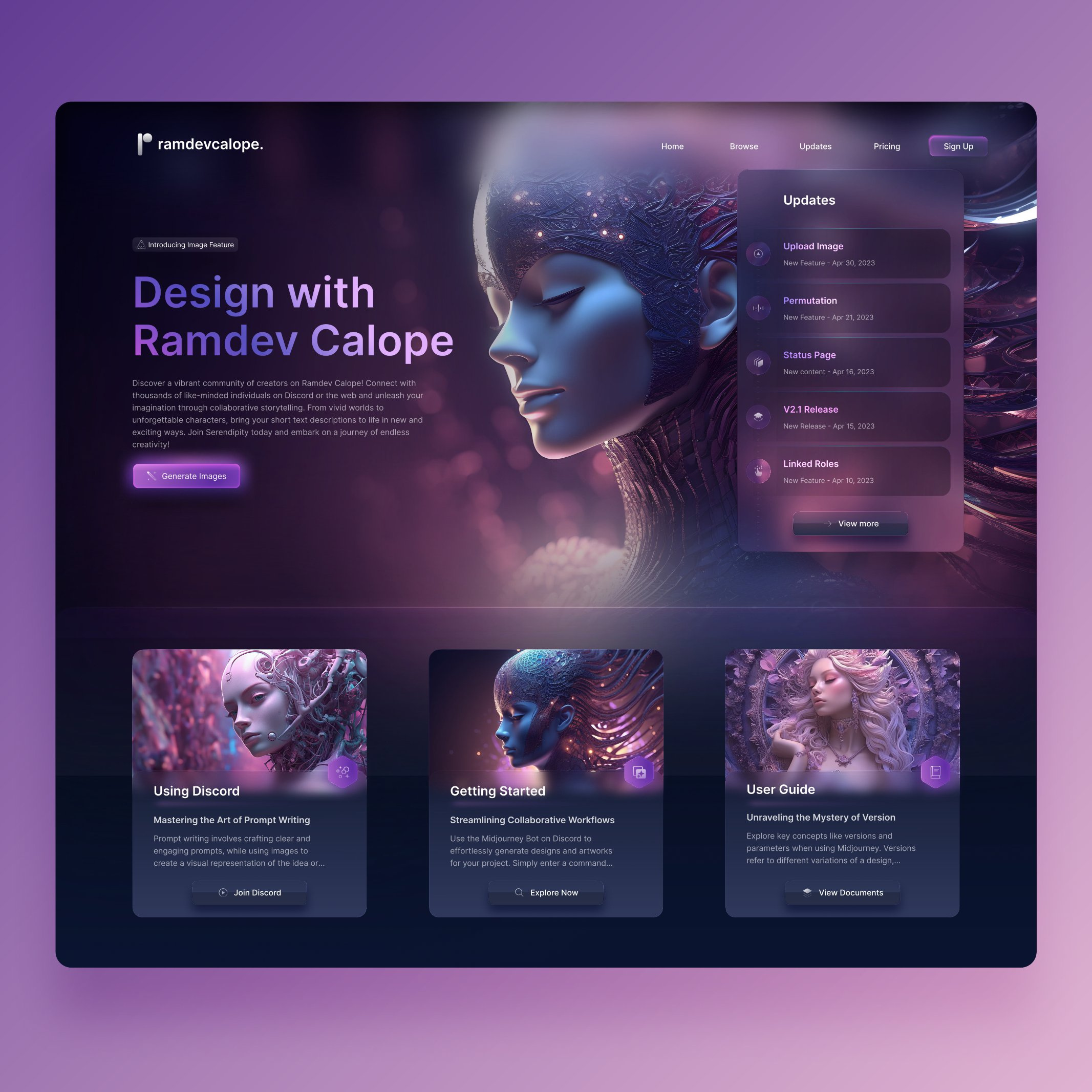 Example of UI Web Design. dark & light modes