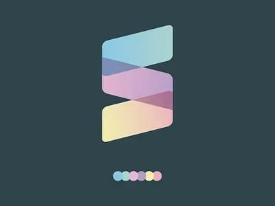 S symbol for a logo blue branding character emblem logo pink purple signature yellow