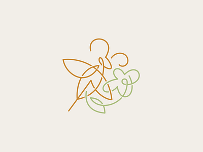 Bee and flower apiary bee flower honey illustration logo logotype minimalism nature