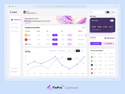 FinPro - Financial Management Dashboard admin admin panel crypto dashboard design finance graphs panel stock stocks ui user dashboard web