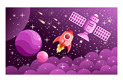 Space Objects Vector Illustration rocket