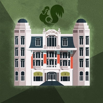 Astoria Hotel - De Haan architecture art deco de haan design facade hotel illustration illustrator minimalist texture vector