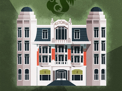 Astoria Hotel - De Haan architecture art deco de haan design facade hotel illustration illustrator minimalist texture vector