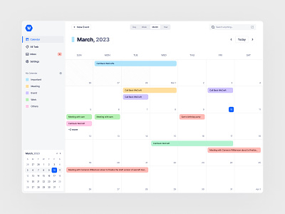 Wecraft - Monthly Calendar View appointment calendar daily routine dashboard design event product design ui