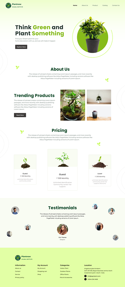 Plant Now Global Institute Landing Page animation app branding design graphic design icon illustration logo ui vector