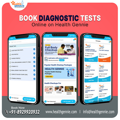 Book Diagnostic Tests Online on Health Gennie book diagnostic tests online graphic design