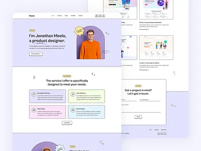 Meelo - Portfolio Webflow Template agency brutalism colorful design neo neo brutalism personal portfolio template theme ui design web design webflow