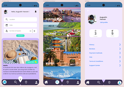 Application De Voyage app design graphic design