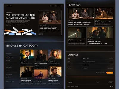 Cineverse - movie review blog blog branding design design team homepage illustration landingpage logo movadex moviereviews movies ui uxui vector website