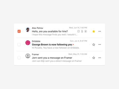 Email / Inbox List checkbox design system email figma form inbox list mail ui ui kit uikit ux wireframe