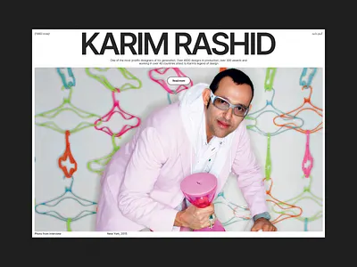 Website about Karim Rashid grid layout longread onepage type typography ui ux web