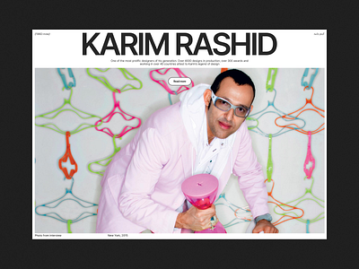 Website about Karim Rashid grid layout longread onepage type typography ui ux web