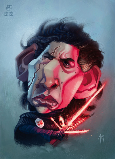 Kylo Ren caricature art caricature digitalpainting funny illustration jedi movies painting starwars