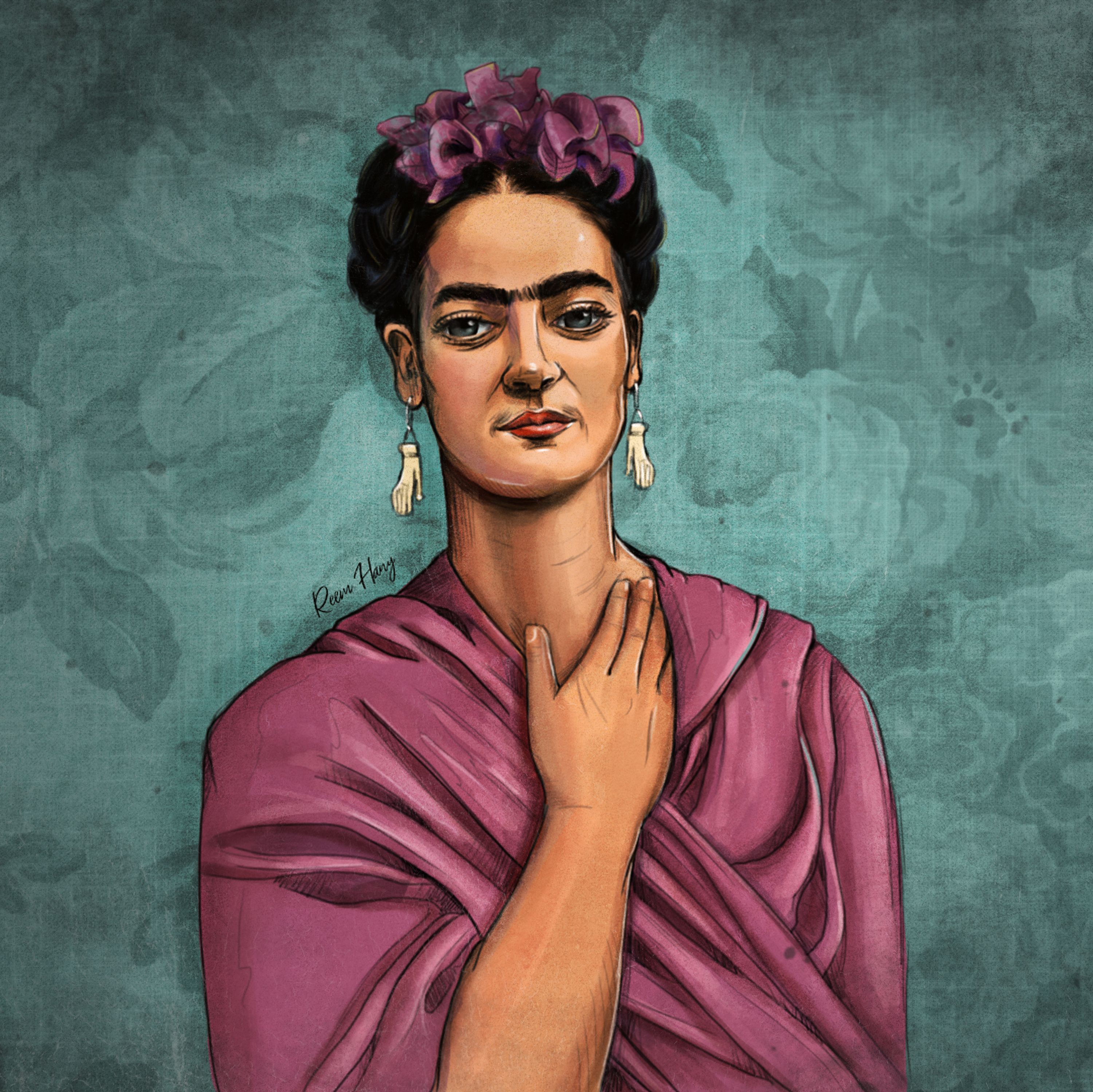 FRIDA art artist concept digital drawing famous frida illustration kahlo painting